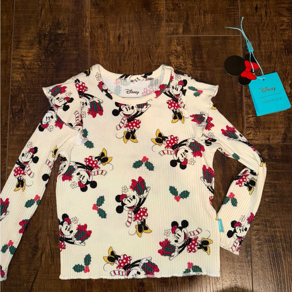 Posh Peanut Disney Holiday Minnie Long Sleeve Flutter Top